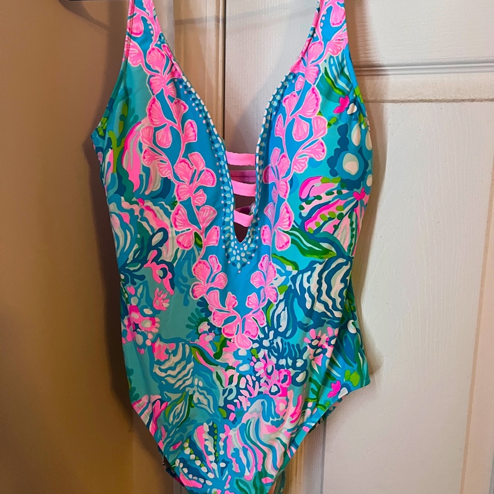NEW Lilly Pulitzer Swim Jaspen Aqua la Vista 10